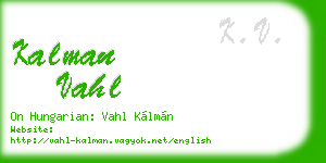 kalman vahl business card