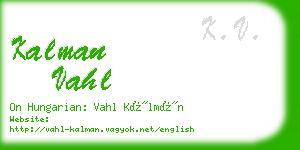 kalman vahl business card